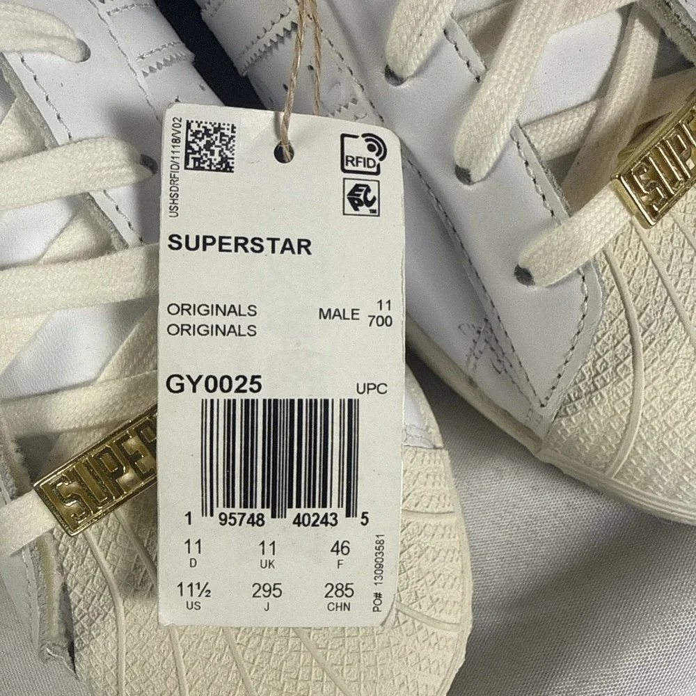 Adidas White Superstar Gy0025 Men's Size 11 1/2